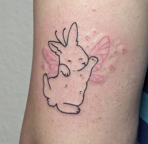 Bunny Fairy Tattoo, Fairy Bunny Tattoo, Simple Bunny Tattoo, Cute Tats, Bunny Tattoos, Fairy Tattoo Designs, Rabbit Tattoos, Kawaii Tattoo, Cute Tiny Tattoos