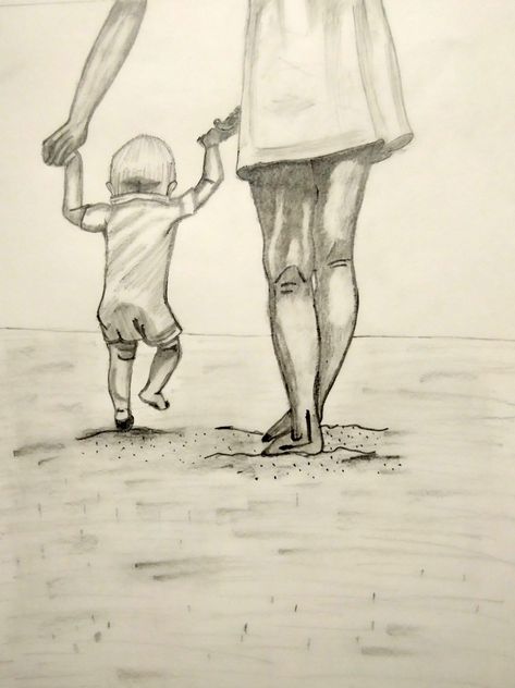 Pencil Sketches, Black Art Pictures, Pencil Sketch, Mother And Child, Pencil Art, Black Art, First Step, Art Pictures, Pencil Drawings