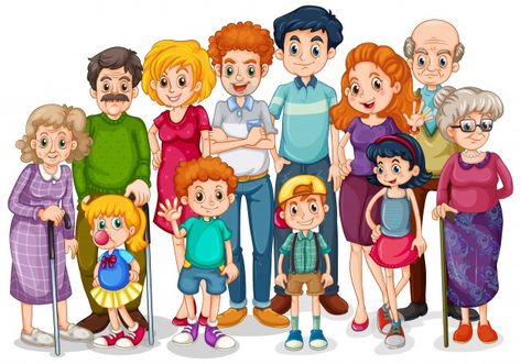 Family members with children and all rel... | Free Vector #Freepik #freevector #kids #children #family #woman Family Clipart, Family Logo, Family Drawing, Family Cartoon, Family Images, Sticker Template, Cartoon Images, Big Family, Family Day