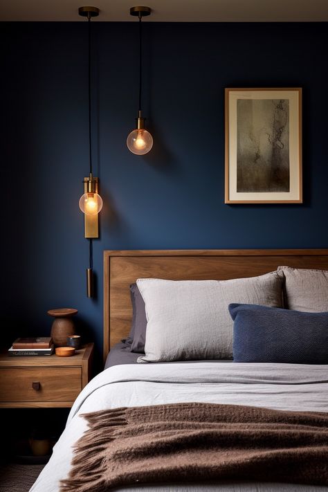 Bedroom Decor Ideas| Bedroom Decor Ideas for Women Garden Hideaway, Bedroom Decor Ideas For Women, Blue Bedroom Walls, Dark Blue Bedrooms, Navy Blue Bedrooms, Decor Ideas Bedroom, Blue Bedroom Decor, Bedroom Wall Colors, Home Decor On A Budget