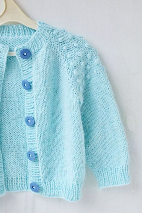 Free Video tutorial. Child cardigan with Popcorn Bobbles. Lily Cardigan by SeventhSedge Baby Boy Knitting Patterns Free, Knit Baby Blanket Pattern Free, Baby Cardigan Knitting Pattern Free, Kids Knitting Patterns, Baby Cardigan Pattern, Baby Boy Knitting Patterns, Baby Sweater Knitting Pattern, Crochet Baby Cardigan