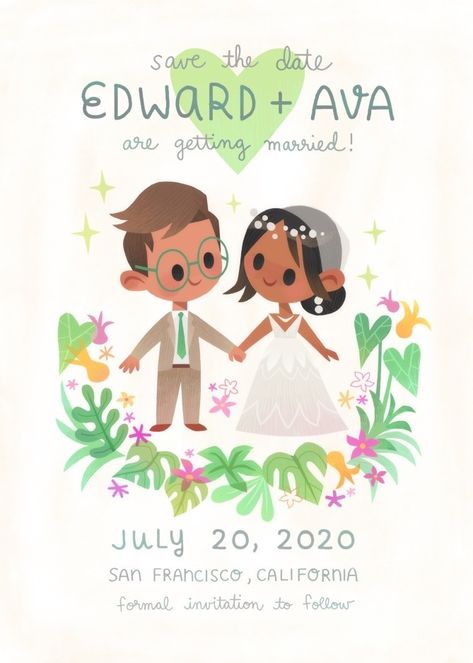 Family Drawing Illustration, Cartoon Wedding Invitations, Digital Wedding Invitations Design, Bridal Business, Digital Invitations Wedding, Family Drawing, Digital Wedding Invitations, Wedding Illustration, Wedding Posters