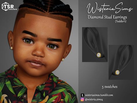 Sims 4 Cc Toddler Earrings, Toddler Earrings, Toddler Cc Sims 4, Sims 4 Toddler Clothes, Sims 4 Men Clothing, Sims 4 Piercings, Sims Baby, Sims 4 Tsr, Sims 4 Black Hair