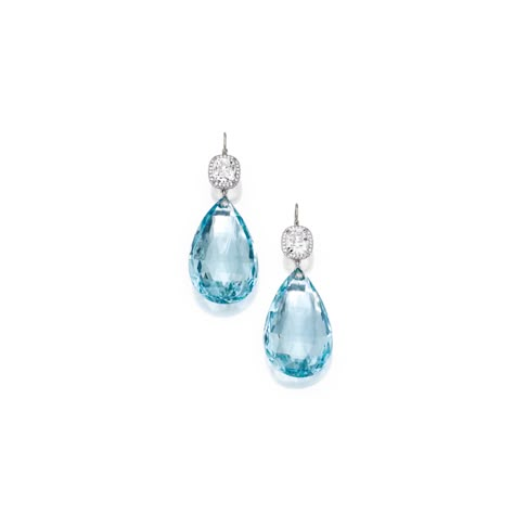 Pair of Platinum, Aquamarine and Diamond Pendant-Earrings || $125,000 The Bling Ring, Pretty Accessories, Vintage Jewlery, Aquamarine Earrings, International Jewelry, Diamond Jewel, Cushion Cut Diamonds, Art Old, Bling Rings