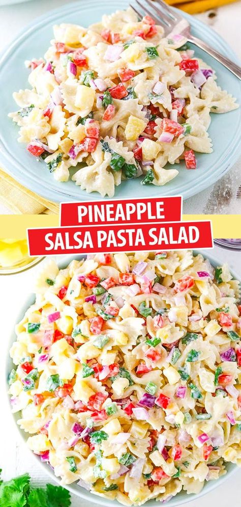 Jimmy Buffet Food Ideas, Hawaiian Buffet Food, Luau Pasta Salad, Carribean Pasta Salad, Pasta Salad With Pineapple, Jimmy Buffet Pasta Salad, Tropical Pasta Salad, Pineapple Pasta Salad, Tropical Salad Recipes