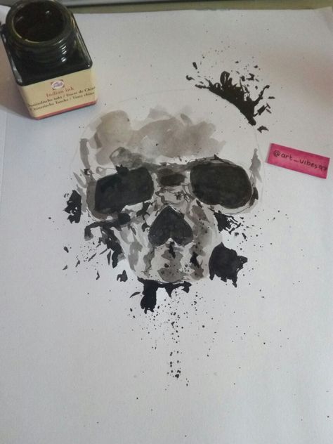 Skull done in Indian ink 💀 Indian Ink Drawing, Indian Ink Painting, Sketchbook Ideas, Identity Art, Ink Painting, Ink Drawing, Sketch Book, Portfolio, Drawings