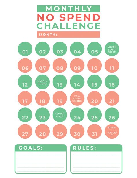 Free No Spend Challenge Printable Worksheet - And Hattie Makes Three No Spend February Challenges, Frugal February Challenge, No Spending Month Template, No Spend Month Printable, No Spend Month Template, No Spending Challenge, No Spend Challenge Printable, Spending Challenge, No Spend Tracker