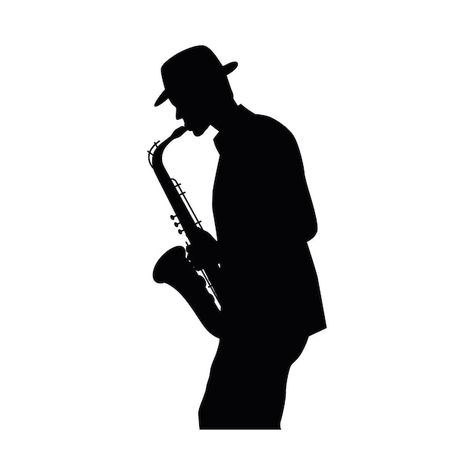 Saxophone Silhouette, Bird Silhouette, Jazz Musicians, Sun Cream, Premium Vector, Graphic Resources, Musician, Graphic Design, Sun