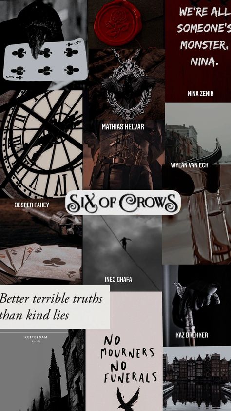 Mathias And Nina Fanart, Six Of Crows Collage, Six Of Crows Background, Six Of Crows Quotes Wallpaper, Six Of Crows Pfp, Six Of Crows Lockscreen, Six Of Crows Aesthetic Wallpaper, Six Of Crows Wallpaper, Six Of Crows Aesthetic