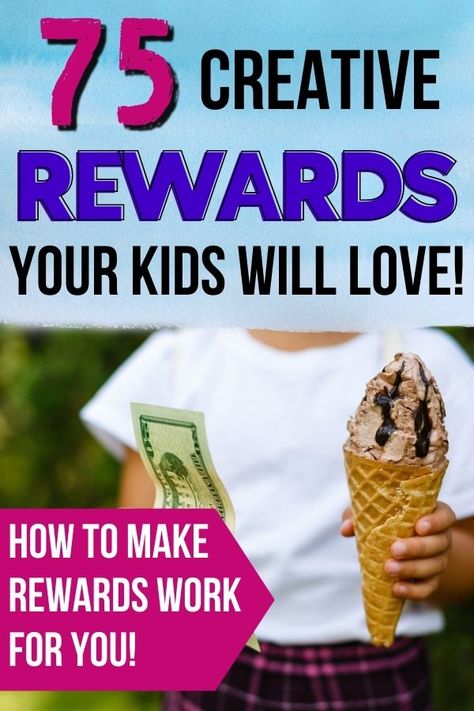 Need ideas for rewards for kids so you're not always giving them the same old prizes and treats for good behavior? Read this list of over 75 different reward ideas for kids, including ideas for reward coupons (or Mom Bucks)! Plus, get tips for how to use rewards effectively with your kids! Rewards For Behavior Chart, Honor Roll Reward Ideas, Reward Ideas For Good Behavior At Home, Reading Reward Ideas, Rewards For Good Behavior At Home, Home Behavior Charts Reward System, Rewards For Preschoolers, Reading Incentive Chart, Classroom Bucks Reward System