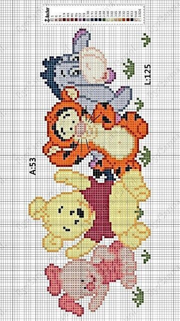 Winnie The Pooh Ideas, Crochet Patterns Disney, Embroidery Patterns Cross Stitch, Winnie The Pooh Pattern, Disney Cross Stitch Patterns, Ideas Embroidery, Baby Cross Stitch Patterns, Pola Kristik, Disney Cross Stitch