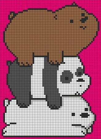 We Bare Bears Pixel Art, Pixel Art Big Pixels, Tapestry Crochet Patterns Cute, Alpha Patterns Pixel Art, Pixel Art Crochet, Crochet Grid, Easy Cross Stitch Patterns, Easy Pixel Art, Pixel Art Templates