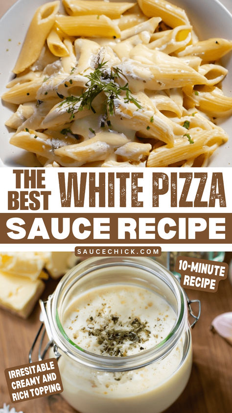 White pizza sauce recipe Pizza White Sauce Recipe, Alfredo Pizza Sauce, Pizza Sauce Recipe Homemade, Pizza Sauce Recipe Easy, White Pizza Sauce Recipe, Herbalism Recipes, Pizza Sauces, White Sauce Recipe, Best Sauce Recipe