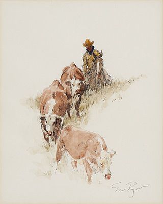 Hill Country  |  pencil and watercolor on paper  |  10 x 8 inches  |  $3,850 Re-framed and matted with museum glass Country Watercolor Painting, Cowboy Paintings Western, Watercolor Western Art, Country Drawing Ideas, Western Watercolor Paintings, Western Painting Ideas, Cowgirl Watercolor, Cowboy Paintings, Country Drawings