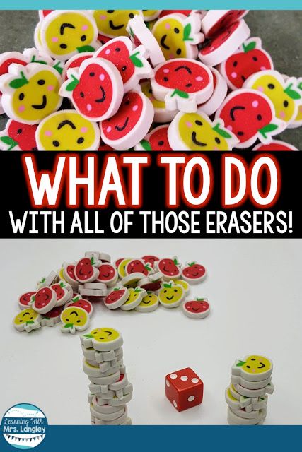 Mini Erasers In The Classroom, Mini Eraser Activities Preschool, Kindergarten Center Ideas, Fine Motor Bins, Mini Eraser Activities, Preschool Small Group, Menu Math, Small Group Math, Mini Erasers