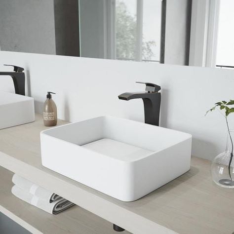 VIGO Jasmine Matte White Stone Vessel Rectangular Bathroom Sink (18.125-in x 14.625-in) in the Bathroom Sinks department at Lowes.com Stone Vessel Sinks, Rectangular Sink Bathroom, Modern Bathroom Sink, Wall Mount Faucet Bathroom, Refinish Kitchen Cabinets, Vessel Faucets, Stone Bathroom, Vessel Bathroom Sink, Apartment Organization