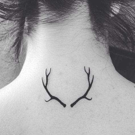 34 Tattoos Perfect For the Wallflower Types Antlers Tattoo, Antler Tattoos, Antler Tattoo, Stag Tattoo, Minimalist Tattoo Meaning, Typography Tattoo, Deer Tattoo, Muster Tattoos, Tattoo Equipment