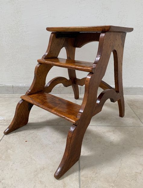 Library Steps, Library Step Chair, Library Step Stool, Library Step Ladder, Antique Stools Wood, Antique Library, Vintage Library, Palace Of Versailles, Antiques For Sale