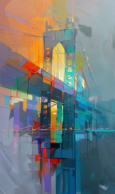 Acrylic Art Projects, Skyline Painting, Need To, Abstract City, Modern Art Paintings Abstract, Architecture Painting, Art Gallery Wallpaper, Building Art, Modern Art Paintings