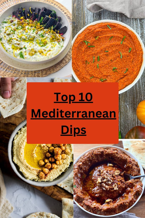 a collage of photos of  Mediterranean dips Mediterranean Dips Recipes, Mediterranean Diet Recipes Dips, Mediterranean Dips Appetizers, Mediterranean Dips And Spreads, Mediterranean Dip Recipes, Mediterranean Dips, Mediterranean Sauce, Mediterranean Dip, College Food