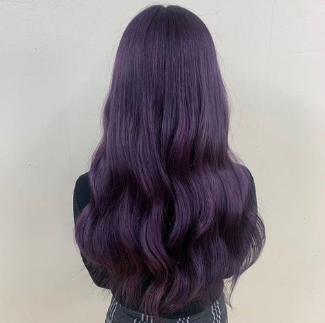 Dark Grey Purple Hair, Bluish Purple Hair, Grape Purple Hair, Dark Lavender Hair, Deep Violet Hair, Beautiful Hair Dye, Kpop Hair Color, Purple Grey Hair, Dark Purple Hair