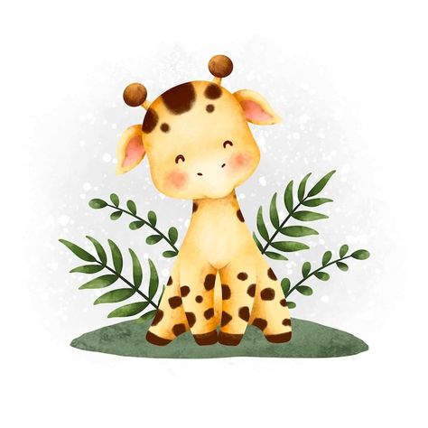 Safari Watercolor, Giraffe Watercolor, Safari Baby Shower Boy, Watercolor Giraffe, Baby Animal Nursery Art, Safari Baby Animals, Fondant Animals, Cute Babies Photography, Safari Birthday