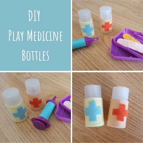 Diy Medicine Bottles Ideas, Small Plastic Bottles, Diy Medicine, Bath Travel, Diy Preschool, Keeping It Real, Sensory Bottles, Homeschool Kindergarten, Medical Kit