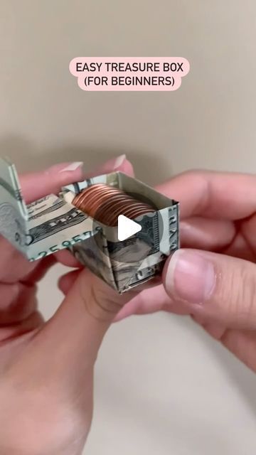 Valentina Balance on Instagram: "How to make a dollar treasure box #giftideas #origami" Folding Money For Gifts Step By Step, Box Making Ideas, Easy Money Origami, Money Origami Tutorial, Money Folding, Birthday Money Gifts, Box Origami, Origami Boxes, Box Folding