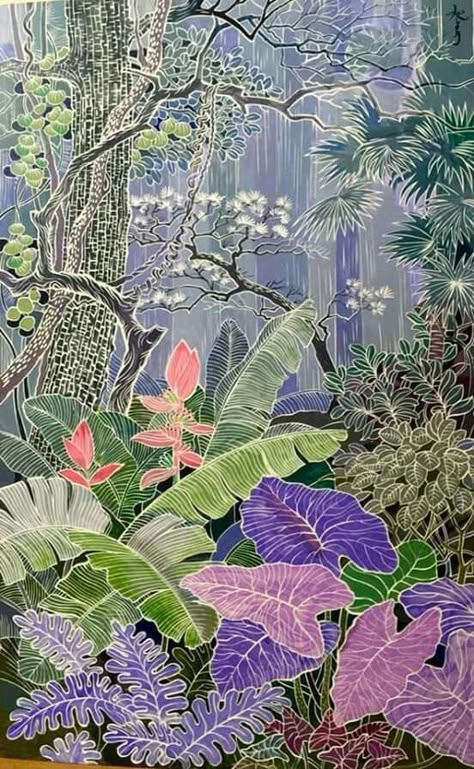 Procreate Canvas, Jungle Project, Costa Rica Art, Foliage Art, Harmony Art, Jungle Mural, Tropical Illustration, Kerala Mural Painting, Flora Y Fauna