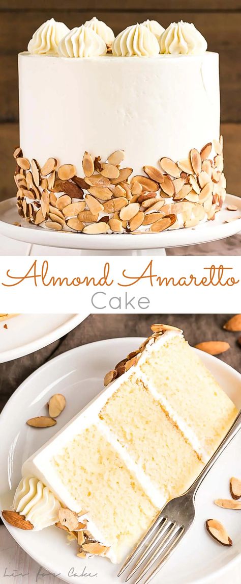 Amaretto Cake, Almond Cake Recipe, Boozy Desserts, Cake Layers, Savory Cakes, Almond Cake, Almond Flavor, Classic Cake, Almond Cakes