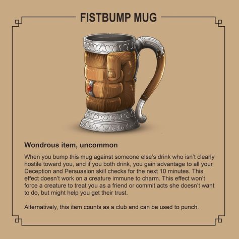 Dnd Items Funny, Dnd Cook, Dnd Magic Items Homebrew, Dnd Magic Items, Dnd Tools, Dnd Artifacts, Dnd Magic, Dnd Crafts, Dungeon Master's Guide