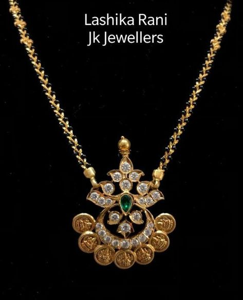 Indian Gold Pendant Designs, Pendants For Black Beads Chain, Gold Pendant For Mangalsutra, Black Beads Pendant Gold, Black Beads Lockets Gold, Laxmi Devi Lockets Gold, Gold Lockets Indian Pendants, Gold Pendant Designs Modern, Gold Chains With Pendants