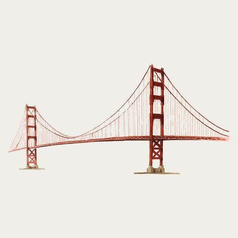 Cartoon Road, Golden Gate Bridge Painting, Bridge Icon, Bridge Tattoo, Bridge Drawing, San Francisco Bridge, San Francisco Wall Art, Ing Civil, Makeup App