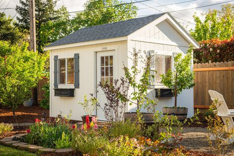 Home Office: The Curly Cultivators Get the Perfect Shed Tuff Shed Office, Office Sheds Backyard, Yard Aesthetic, Backyard Office Shed, Horizontal Sliding Windows, Office Shed, Tuff Shed, Shed Office, Shed Home