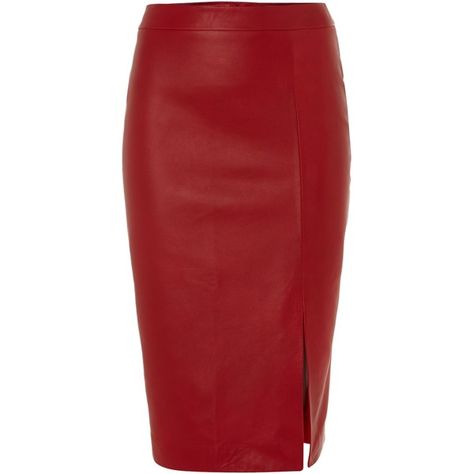 Kilian Kerner Senses Side split leather pencil skirt ($160) ❤ liked on Polyvore featuring skirts, bottoms, pencil skirts, saias, gonne, red, women, red knee length pencil skirt, red skirt and knee length leather skirt Real Leather Skirt, Red Leather Skirt, Rich Fashion, Knee Length Pencil Skirt, Red Pencil Skirt, Red Pencil, Knee Length Skirt Pencil, Red Skirt, Leather Pencil Skirt