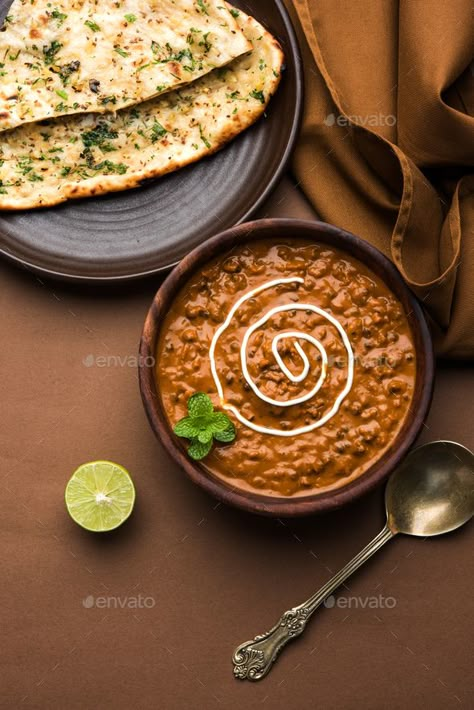 Dal Makhani by stockimagefactory. Dal makhani or daal makhni is a popular food from Punjab served with garlic naan or Indian bread #Sponsored #daal, #makhni, #popular, #makhani Dal Makhni With Naan Photography, Dal Makhani Photography, Punjabi Food Photography, Naan Photography, Malai Kofta Curry, Achari Paneer, Vegetarian Platter, Variety Food, Dal Makhani