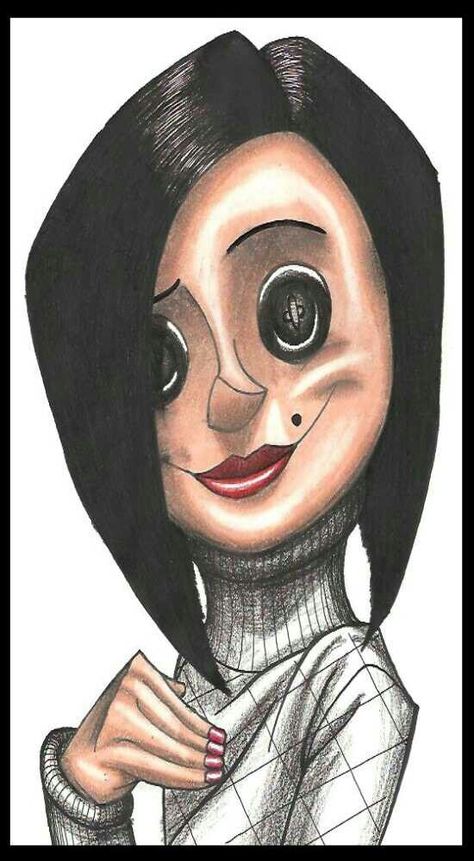 Coraline Other Mother Drawing, The Other Mother Drawing, Caroline Painting, Coraline Drawings, Other Mother Coraline, Coraline Drawing, Coraline Art, Coraline Movie, Coraline Aesthetic