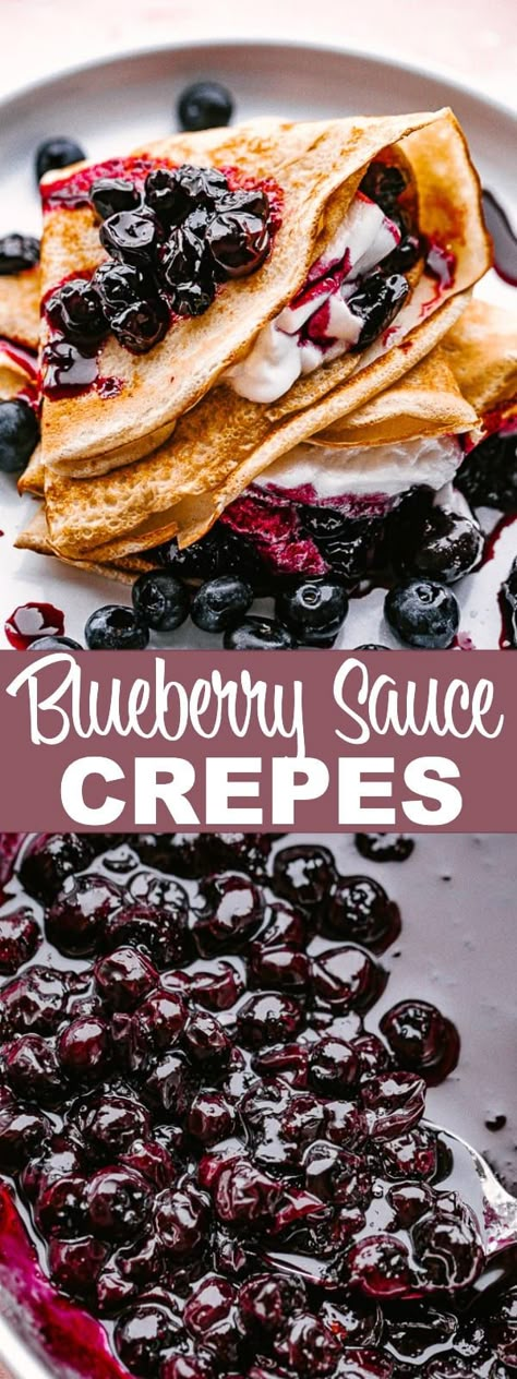 Blueberry Crepes, Honey Whipped Cream, Sweet Crepes Recipe, Homemade Crepes, Crepes Filling, Sweet Crepes, Recipes With Whipping Cream, Blueberry Sauce, Dessert Aux Fruits