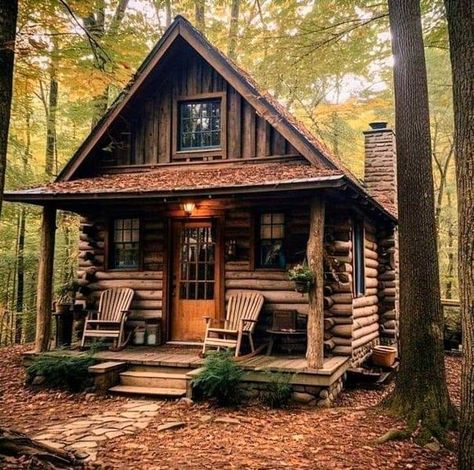 Log Cabins | My Dream Cabin | Facebook Log Cabin Living, Little Cabin In The Woods, Dream Cabin, Log Cabin Rustic, Small Log Cabin, Off Grid Cabin, Cabin Living, Little Cabin, Tiny Cabin