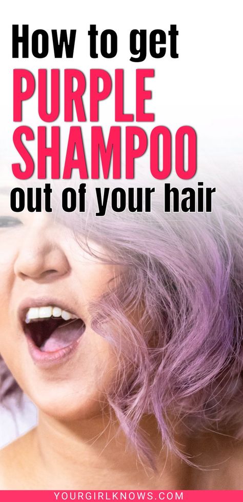 If you've ever used purple shampoo thinking it would lighten your hair but instead turned it a weird shade of eggplant, then this guide is for you! Learn how to get purple shampoo out of hair without damaging your locks. Purple Shampoo On Brown Hair, Using Purple Shampoo As Toner, How To Use Purple Shampoo As A Toner, Purple Tinted Hair, Purple Shampoo Before And After, Purple Shampoo Before And After Blonde Hair, Best Purple Shampoo Blondes, Not Your Mothers Purple Shampoo, Best Blonde Shampoo Purple