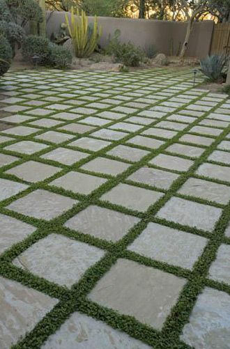 Outdoor Tile w/ Grass instead of Grout Landscaping Tips, Outdoor Tiles, Paver Patio, Small Backyard Landscaping, Outdoor Design, Garden Paths, Dream Garden, Design Layout, Yard Landscaping