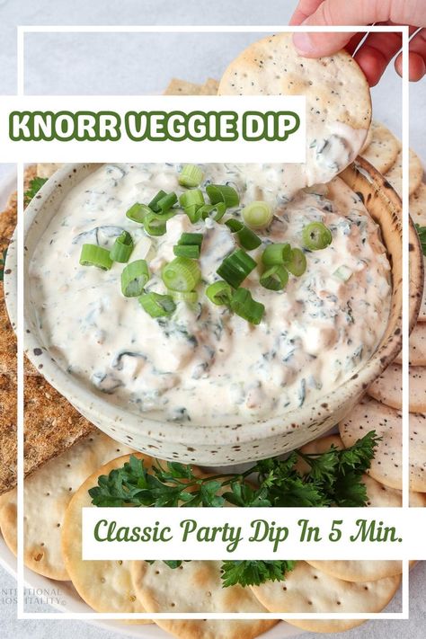 Learn how to make the famous Knorr Vegetable Dip with this easy-to-follow recipe. Perfect for parties and gatherings, this dip is always a crowd favorite. Knorr Vegetable Dip, Vegetable Dip Recipe, Homemade Appetizer, Vegetable Dip, Best Party Food, Veggie Dip, Dinner Party Recipes, Easy Comfort Food, Spread Recipes