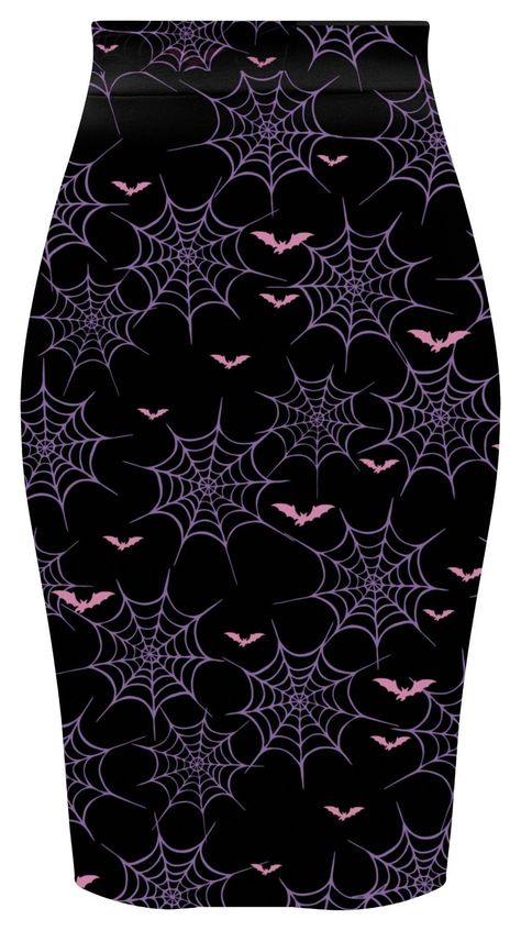 This gorgeous all over spiderweb and bat print pencil skirt is perfect for any spooky babe! Stretchy fabrication. Pair with our Criss Cross Top or Hollywood Dame Top for the perfect look! Goth Outfit Inspo, Spooky Babe, Girls Denim Shorts, Criss Cross Top, Cross Top, Printed Pencil Skirt, Cute Comfy Outfits, Double Trouble, Hippie Outfits