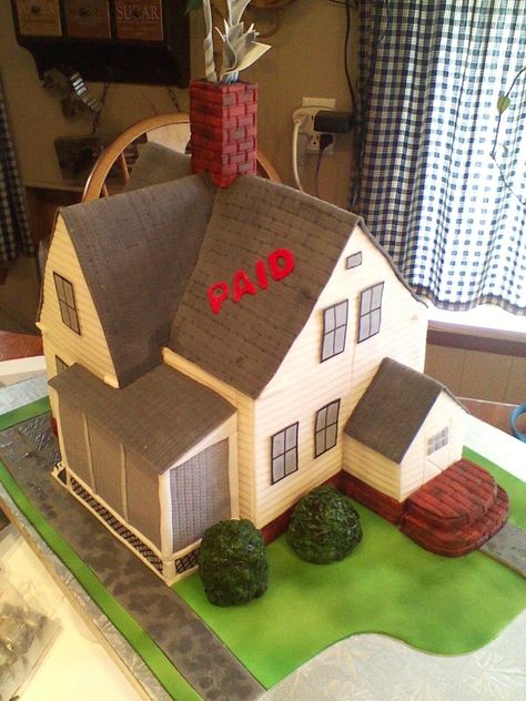 House Is Paid Off! This was the second of two cakes for a birthday/retirement/mortgage payoff party for an 80 yr old great grandmother. The... Architecture Cake, Vision Board Success, Mortgage Payoff, Hobbit House, Paid Off, Home Organization Hacks, Themed Cakes, Organization Hacks, The Hobbit