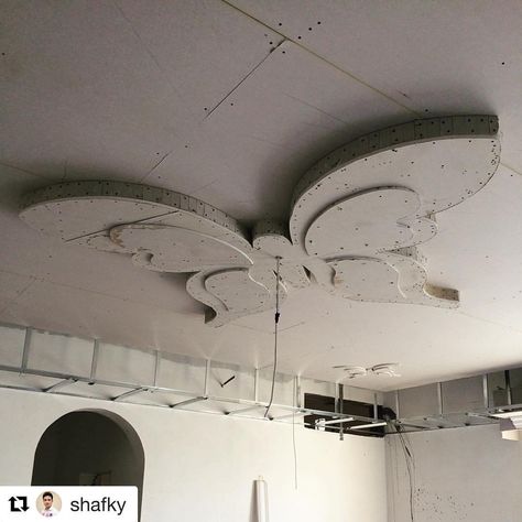 9 Likes, 1 Comments - Zoom Homes Decor (@zoomhomesdecor) on Instagram: “#Repost @shafky with @repostapp ・・・ Butterfly design in the ceiling made of Gypsum board.…” Butterfly False Ceiling Design, Ceilings Design, Gypsum Ceiling Design, False Ceiling Bedroom, False Ceiling Living Room, Gypsum Ceiling, Homes Decor, Pop False Ceiling Design, Gypsum Board