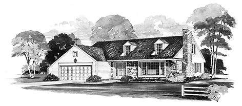 Colonial Cape Cod, Cute Cottage House, Cape Cod House Plan, Cape Cod Plans, Bay House Plans, Cape Cod House Plans, Colonial Cottage, Colonial Style House Plans, Colonial House Plans