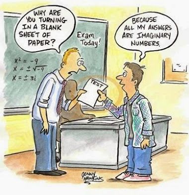 Why are you turning in a blank sheet of paper? Imaginary Numbers, Math Comics, Math Cartoons, Teacher Funnies, Nerdy Jokes, Funny Math Jokes, Math Puns, Teaching Humor, Math Quotes