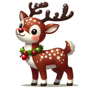 Cute reindeer illustration of christmas deer xmas Deer Cartoon, Rudolph Red Nose, Cartoon Reindeer, Holiday Cartoon, Reindeer Face, Christmas Scarf, Black And White Tree, Christmas Cartoons, Red Nosed Reindeer