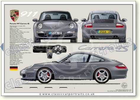 997 Carrera S, Car Portrait, Car Cakes, Auto Vintage, Cool Garages, Porsche 997, Porsche 991, Blue Prints, Volkswagen Group