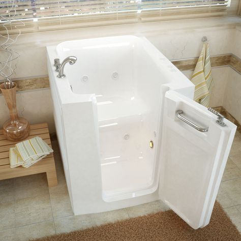 Venzi VZ3238RWH 32x38 Right Drain White Whirlpool Jetted Walk-in Bathtub Walk In Tub, Walk In Shower Designs, Walk In Bathtub, Walk In Tubs, Access Panels, Door White, Swinging Doors, Whirlpool Bathtub, Soaking Bathtubs